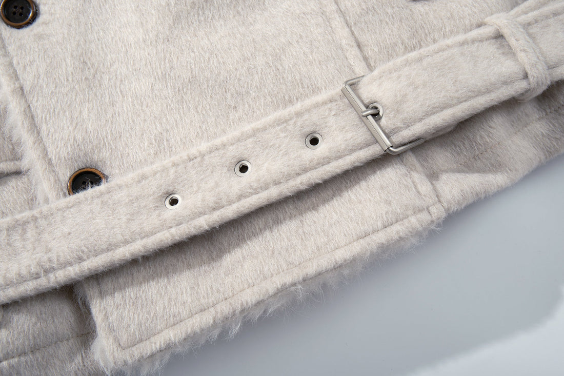 3-6-5.shop Fur-Collar Belted Jacket