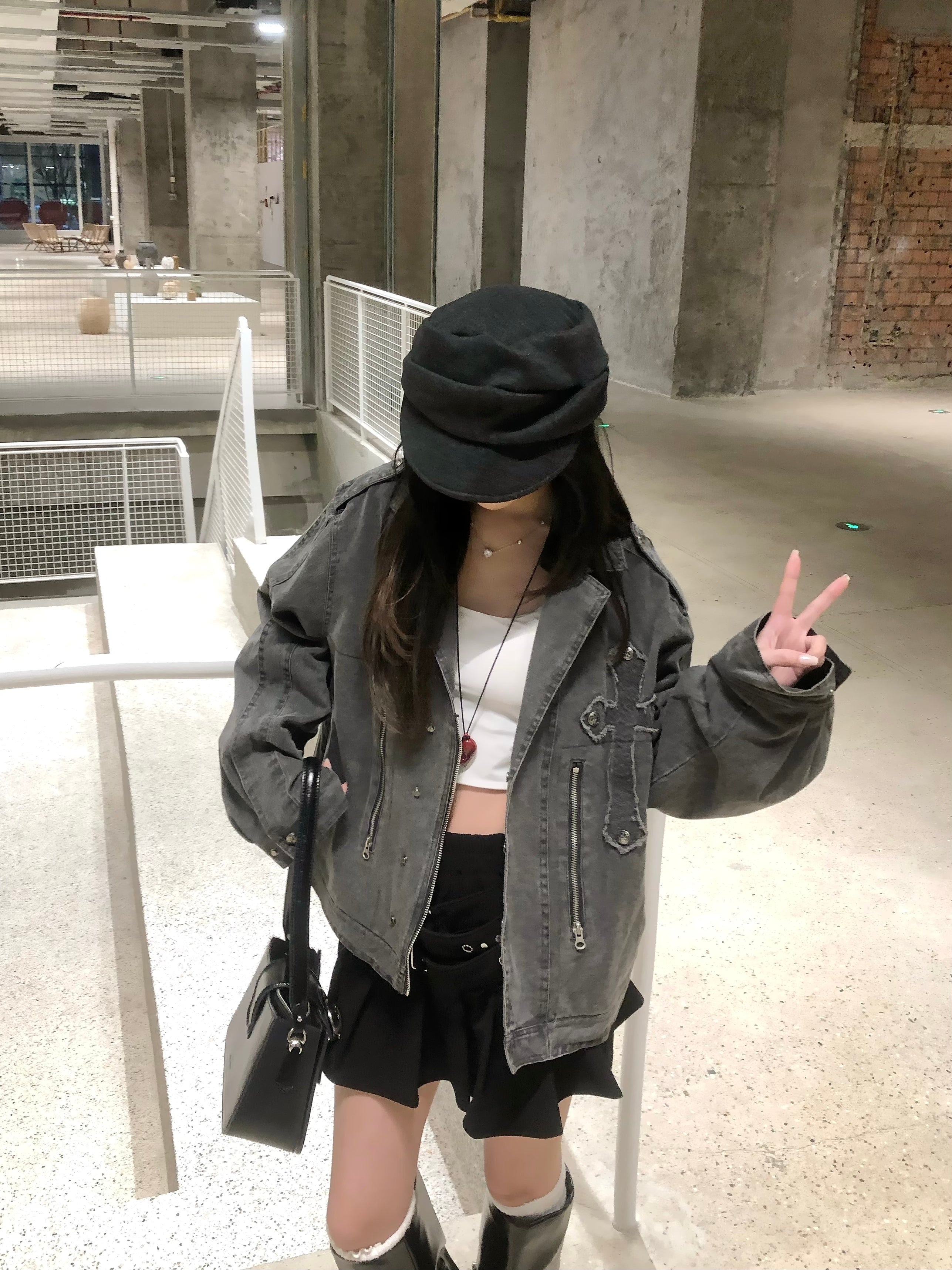 3-6-5.shop Vintage Cross Detail Jacket