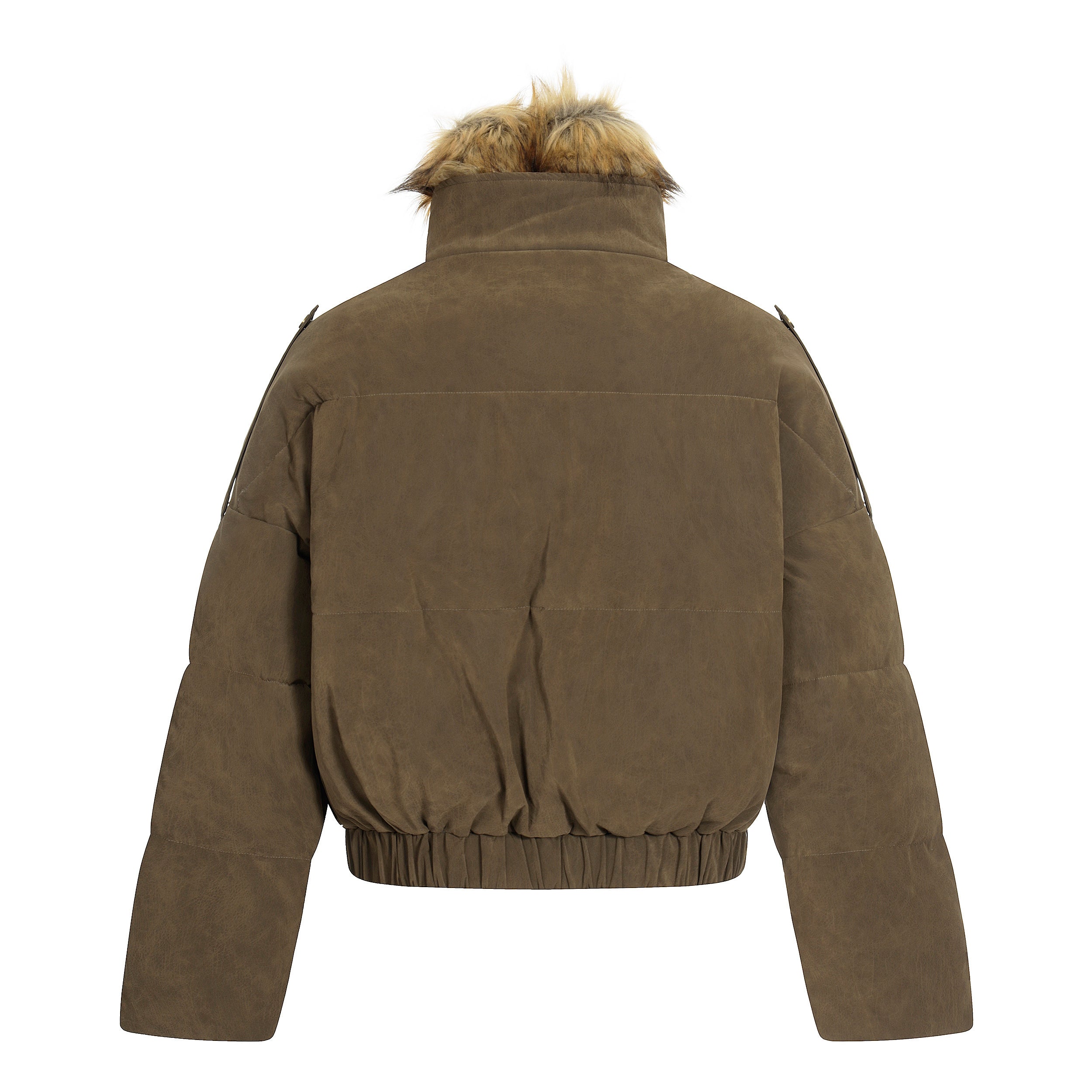 3-6-5.shop Detachable Faux Fur PU Puffer Jacket