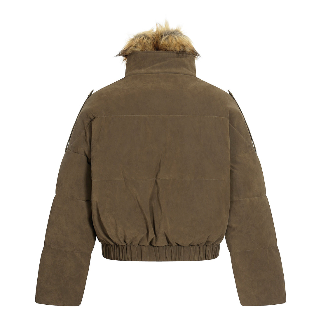 3-6-5.shop Detachable Faux Fur PU Puffer Jacket