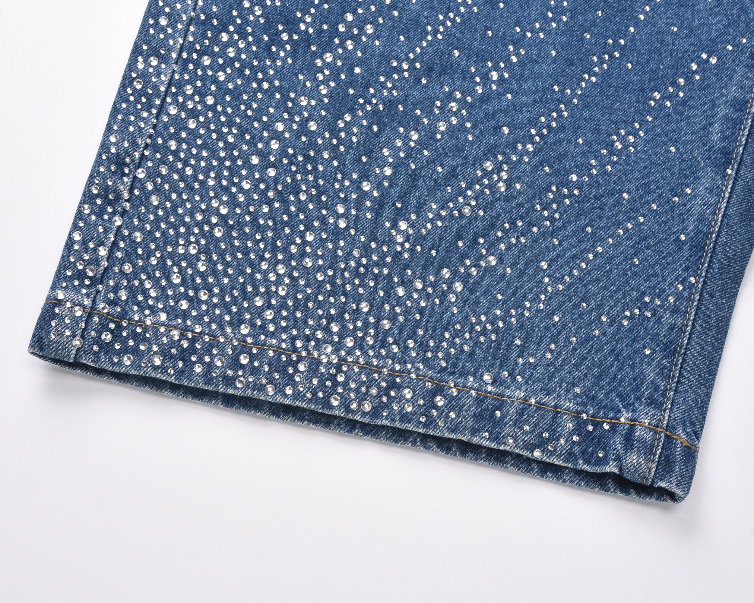 3-6-5.shop Rhinestone Burst Denim Shorts