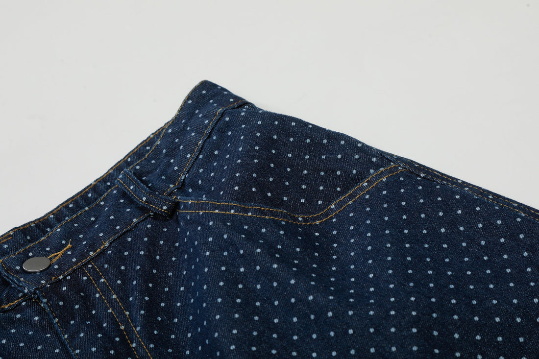 3-6-5.shop Polka Dot Denim Cargo Shorts