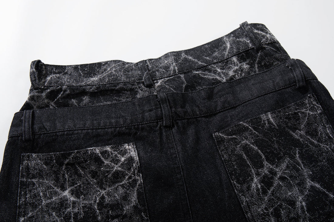 3-6-5.shop Cracked Panel Wide-Leg Pants