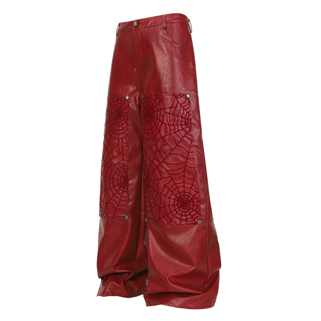 3-6-5.shop Web Embossed PU Wide-Leg Pants