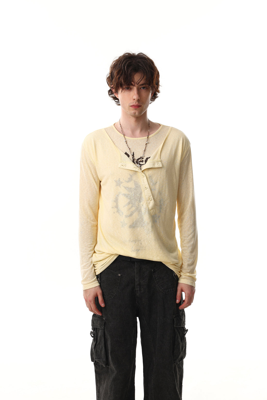 3-6-5.shop Graphic Long Sleeve Henley Tee