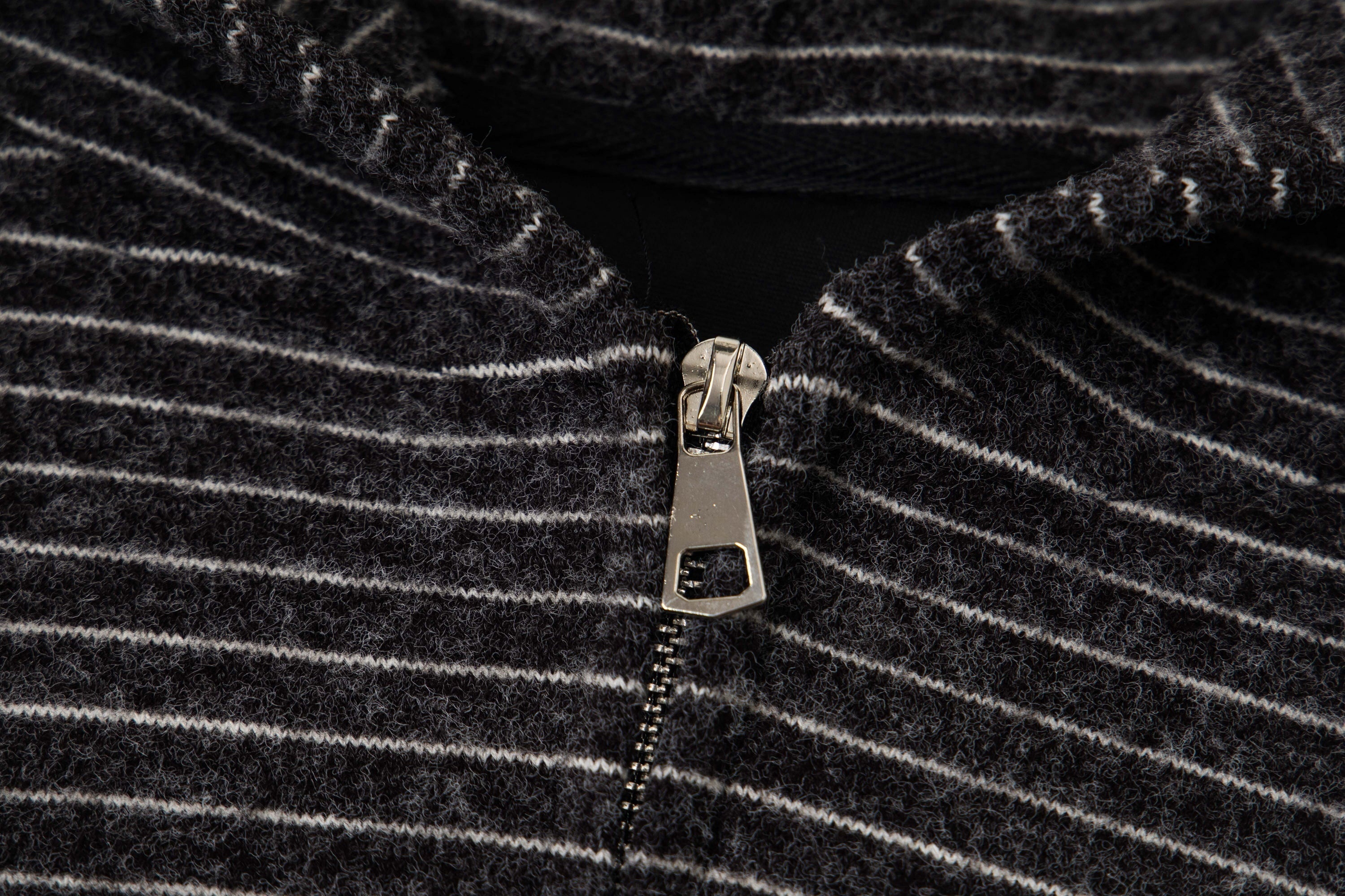 3-6-5.shop Striped Knit Zip Hoodie