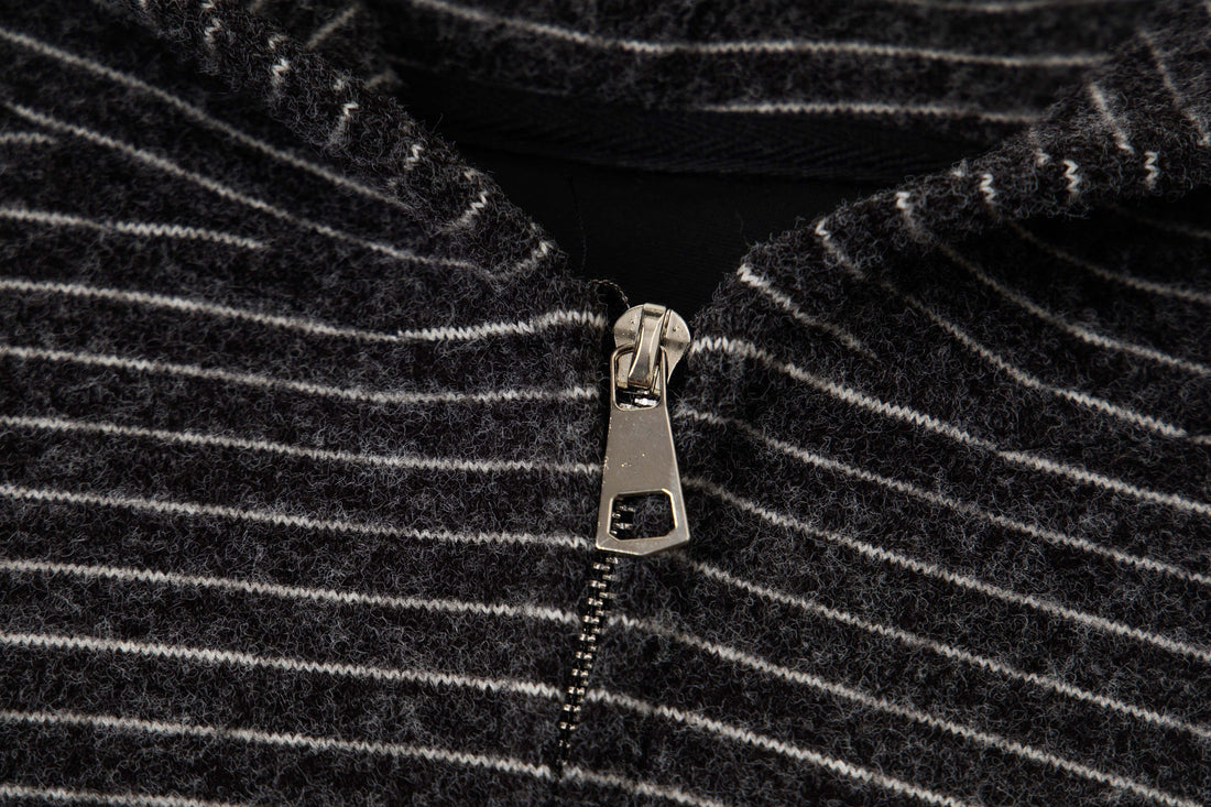 3-6-5.shop Striped Knit Zip Hoodie