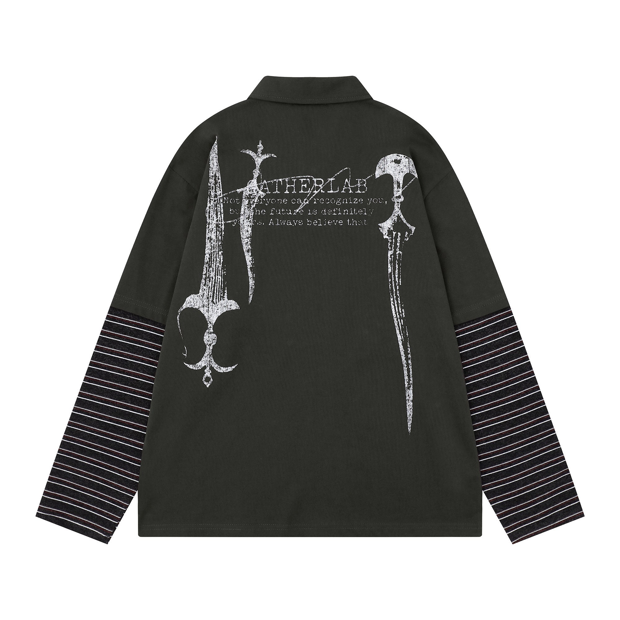 3-6-5.shop Layered Graphic Long Sleeve Polo