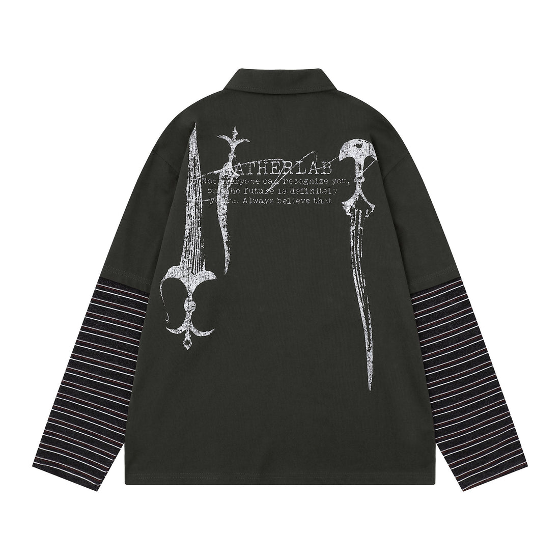 3-6-5.shop Layered Graphic Long Sleeve Polo