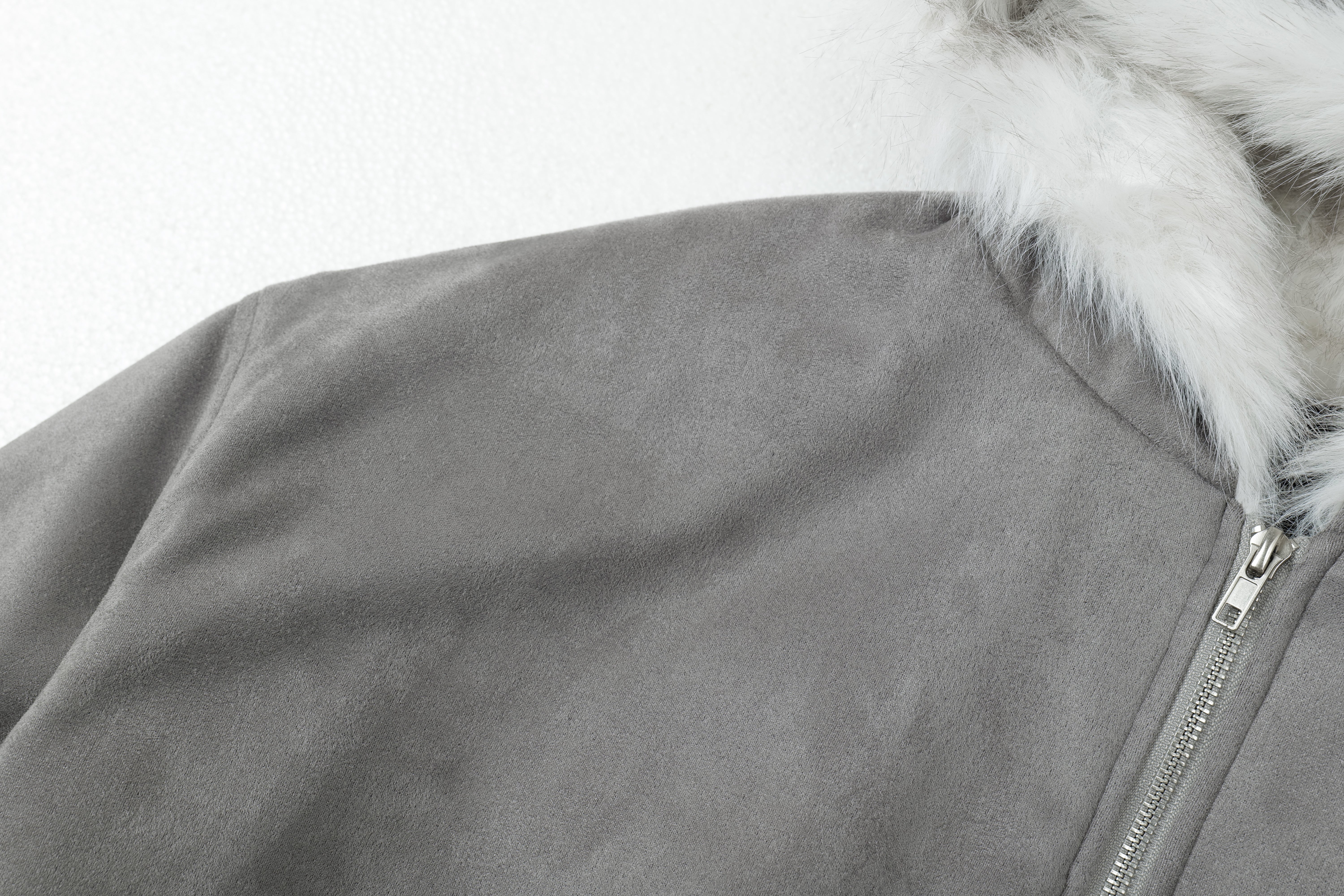 3-6-5.shop Faux-Fur Lined Suede Hoodie Jacket