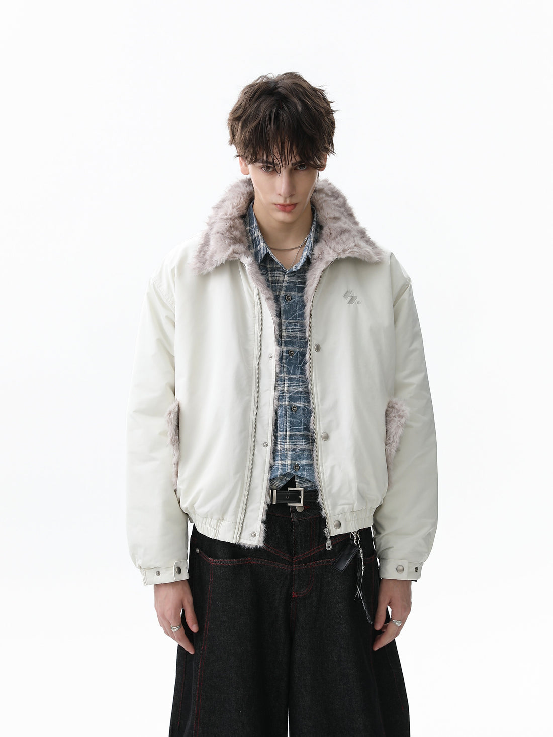 3-6-5.shop Faux Fur Collar Bomber Jacket