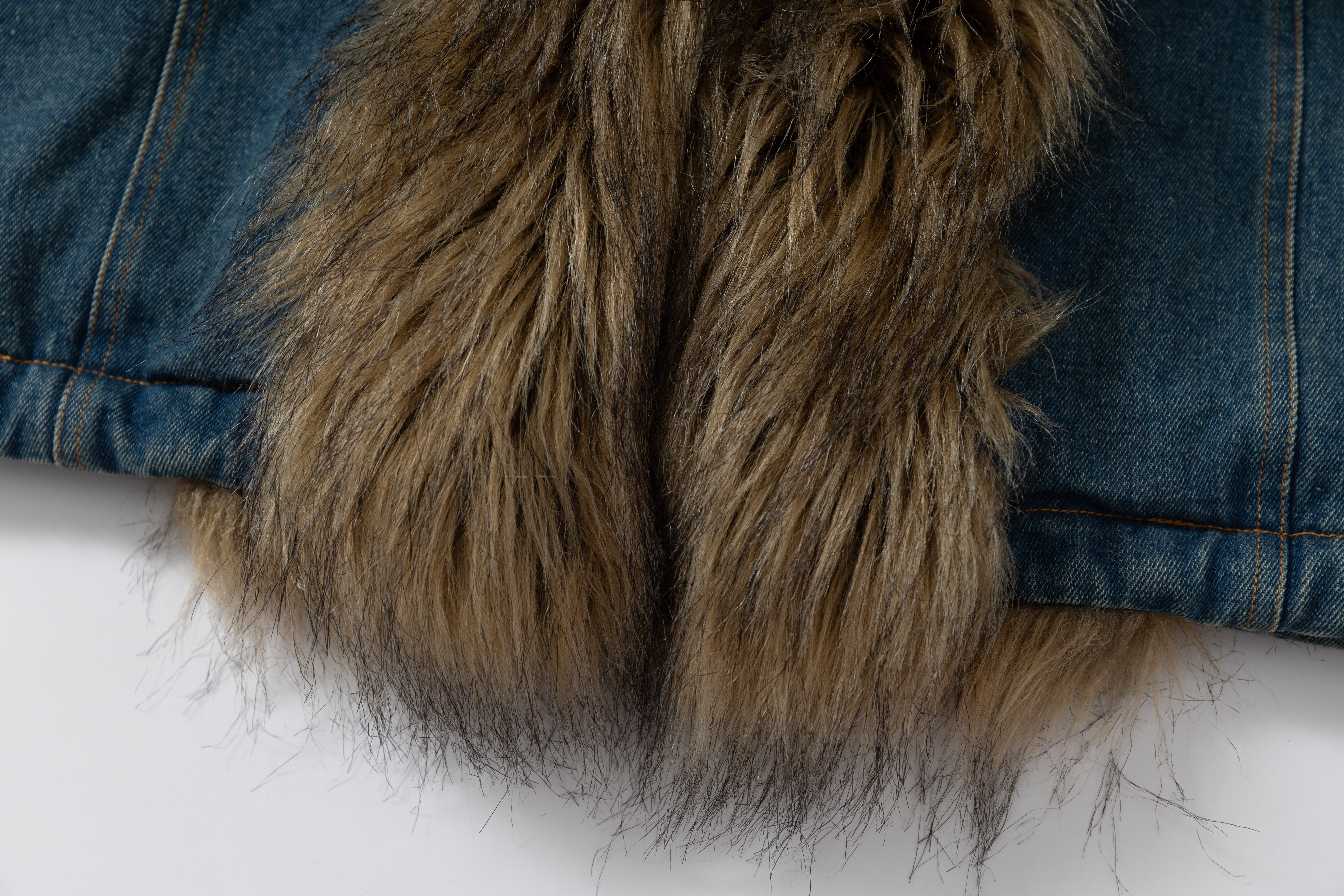 3-6-5.shop Faux-Fur Collar Denim Jacket