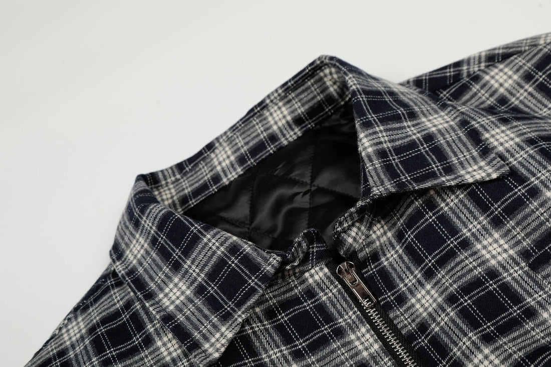 3-6-5.shop Plaid Hybrid Bomber Jacket