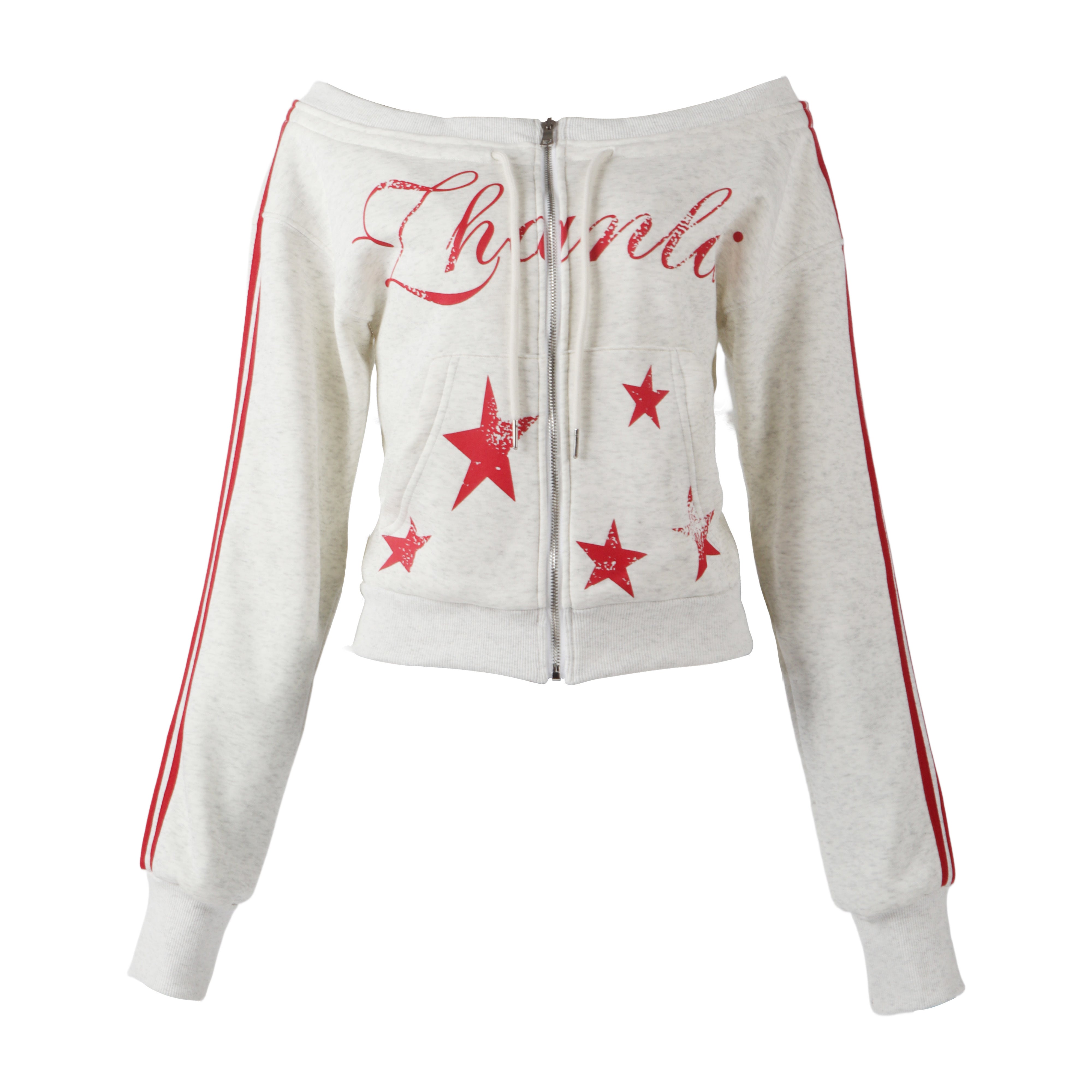 3-6-5.shop Star Off-Shoulder Zip Hoodie
