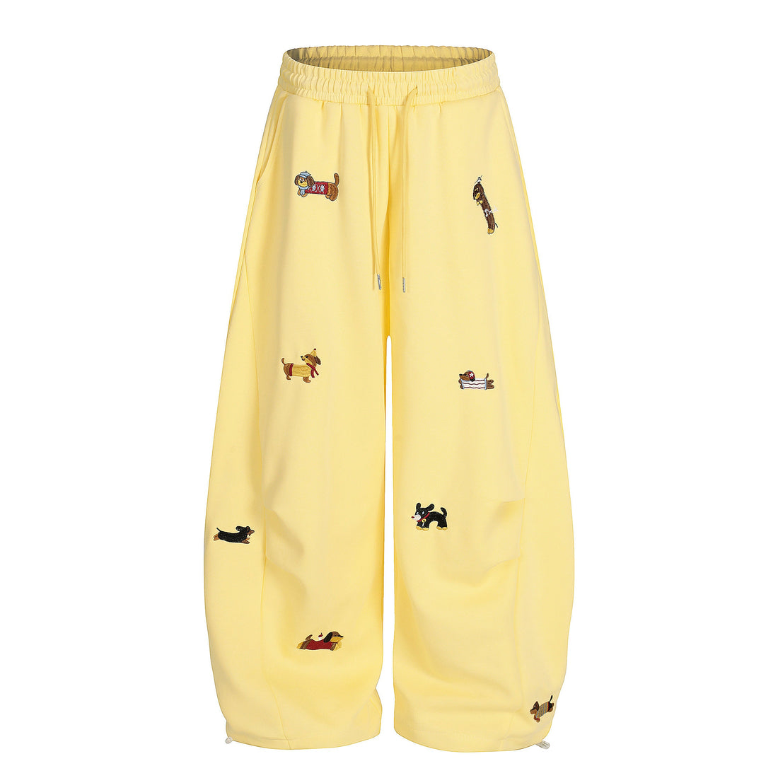 3-6-5.shop Embroidered Dog Motif Sweatpants