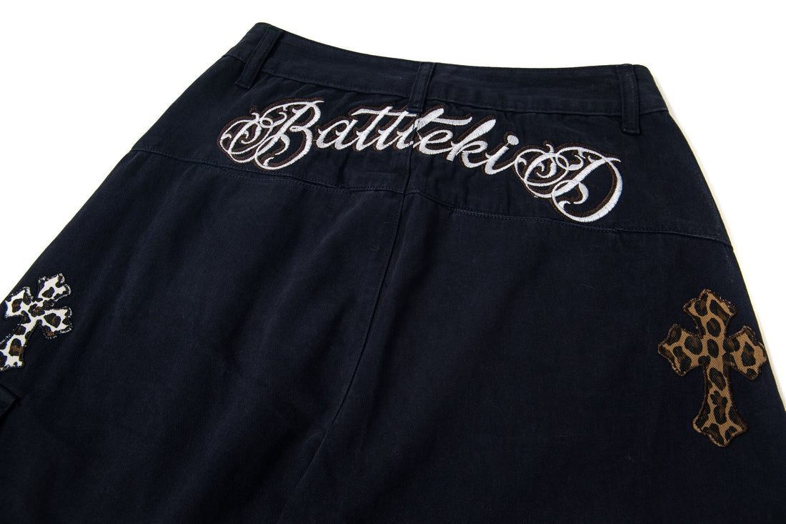 3-6-5.shop Cross Embroidered Cargo Pants
