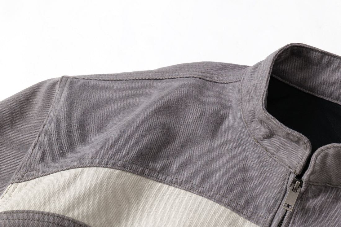 3-6-5.shop Two-Tone Curved Panel Bomber Jacket