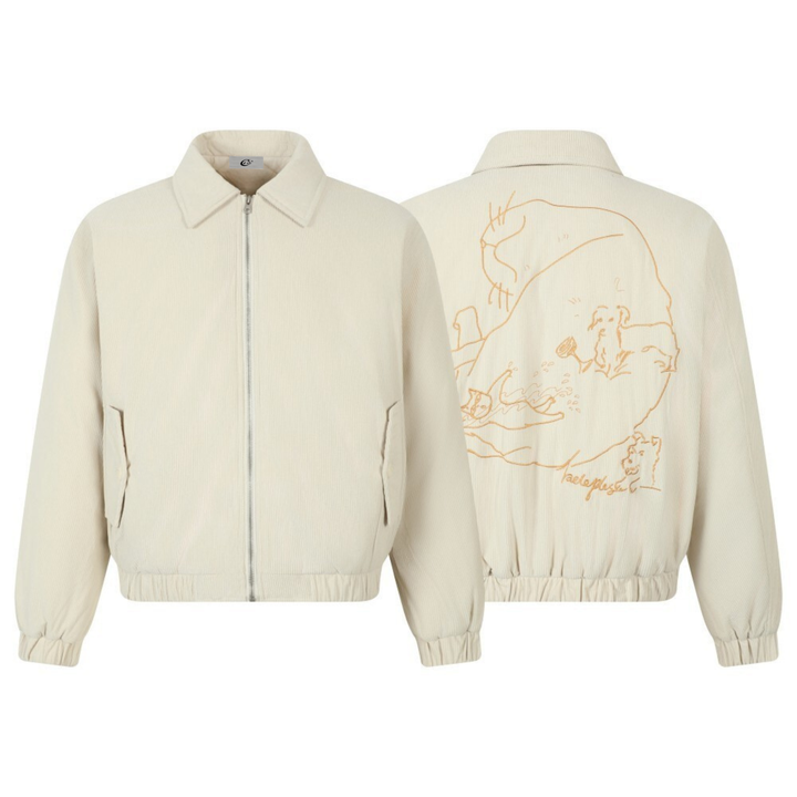 3-6-5.shop Embroidered Back Corduroy Jacket