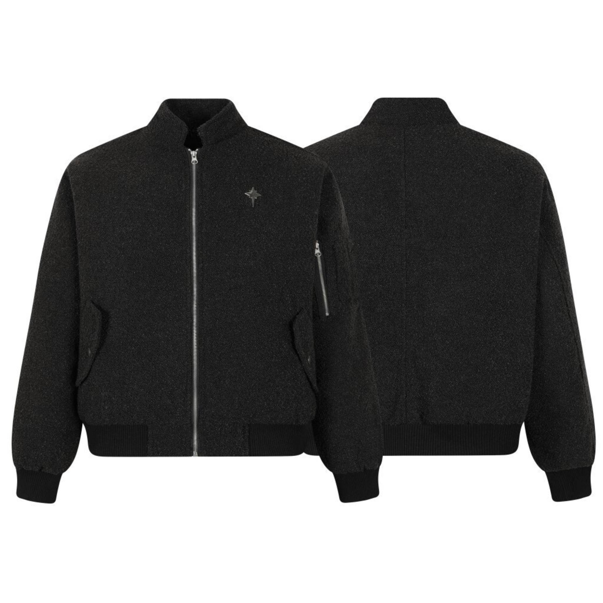 3-6-5.shop Textured Star Bomber Jacket