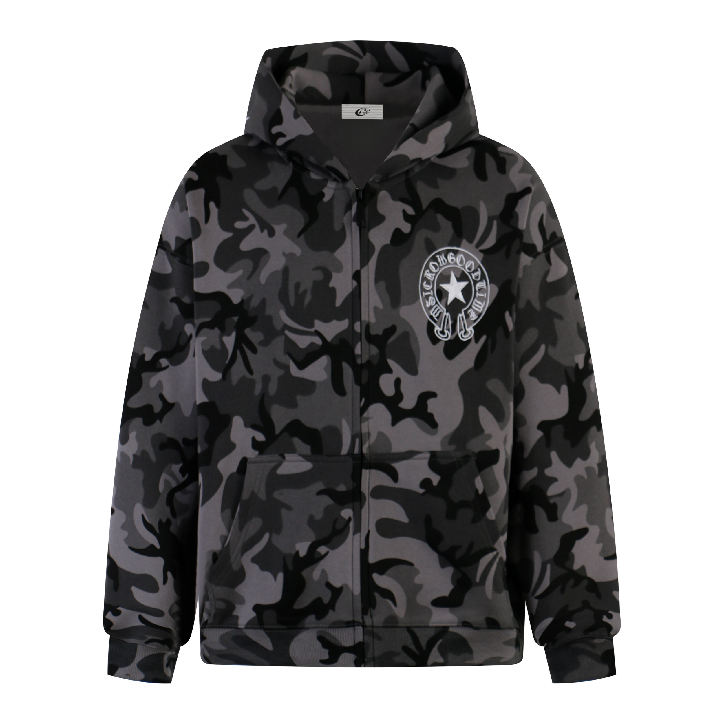 3-6-5.shop Camo Flag Zip-Up Hoodie