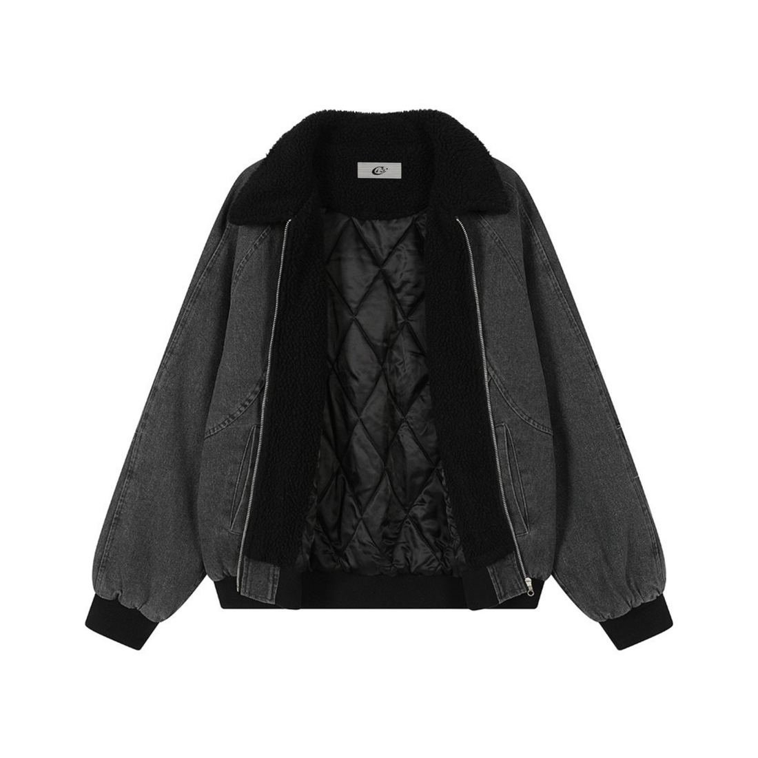 3-6-5.shop Quilted Denim Sherpa Jacket