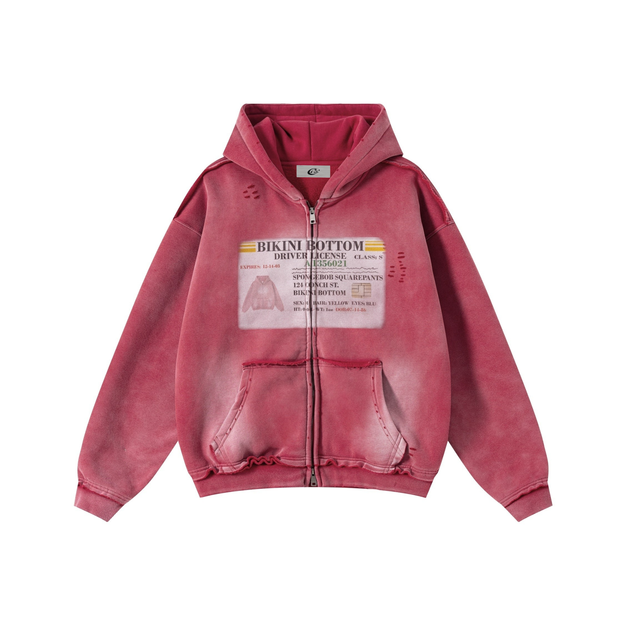 3-6-5.shop Vintage Wash Graphic Zip Hoodie