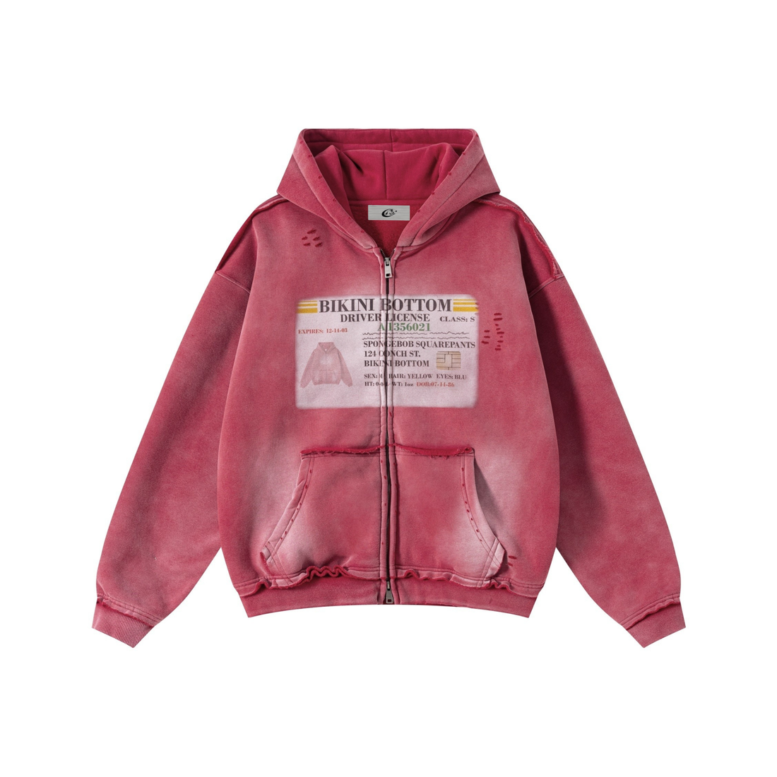 3-6-5.shop Vintage Wash Graphic Zip Hoodie