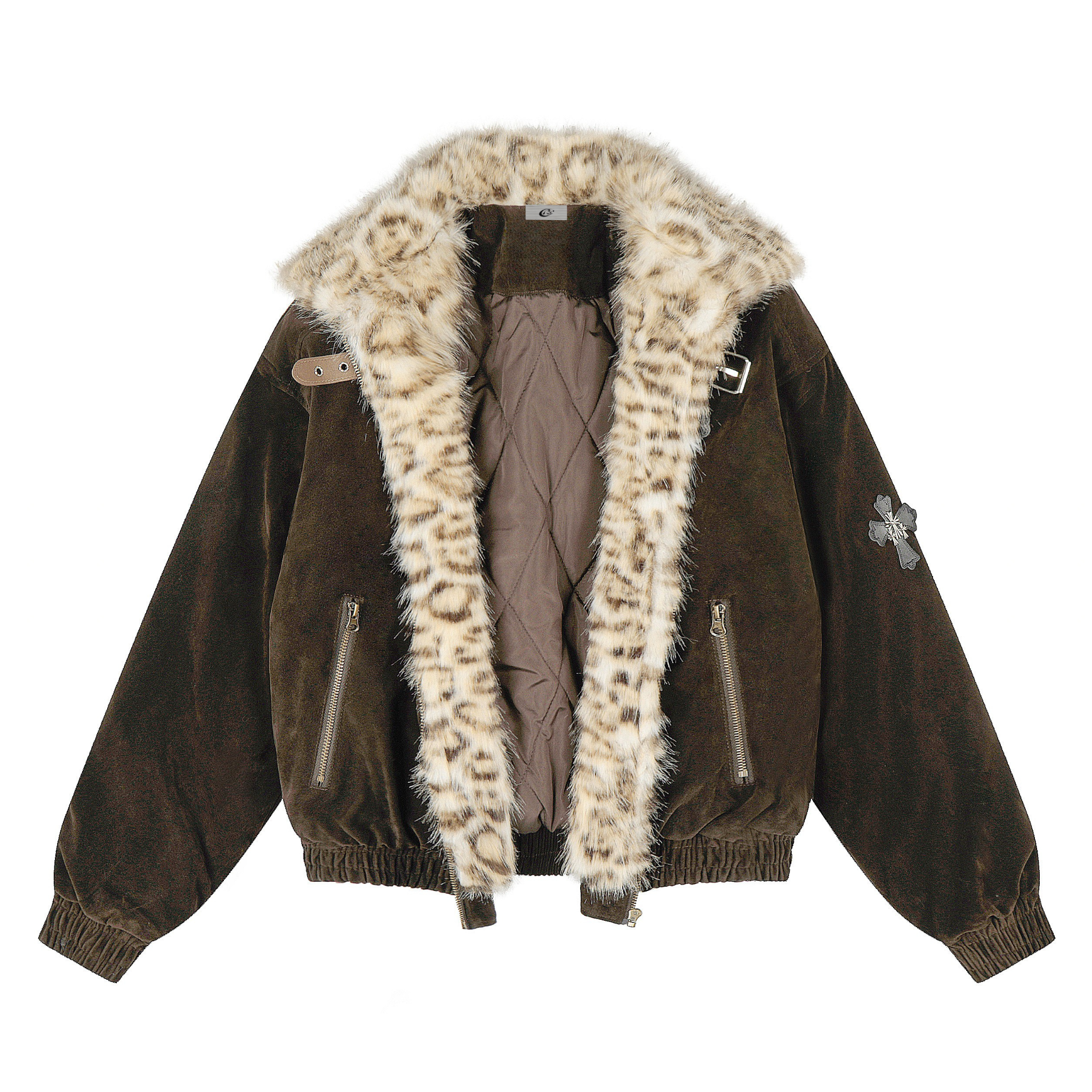 3-6-5.shop Faux Fur Collar Suede-Texture Jacket