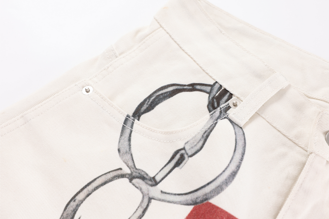 3-6-5.shop Chain Print Cross Barrel Jeans