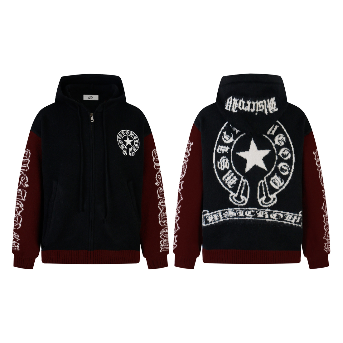 3-6-5.shop Vintage Star Knit Zip Hoodie
