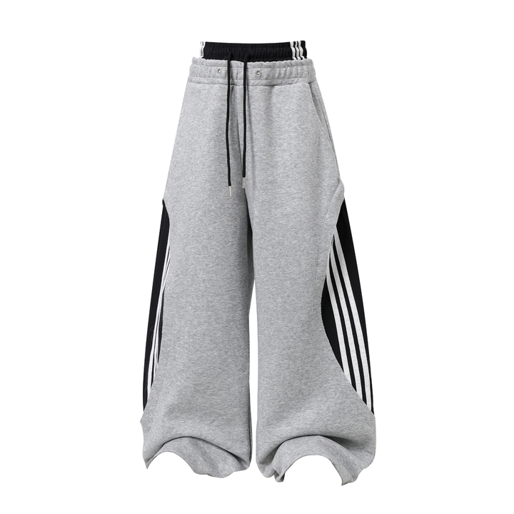 3-6-5.shop Double-Waist Stripe Wide-Leg Sweatpants