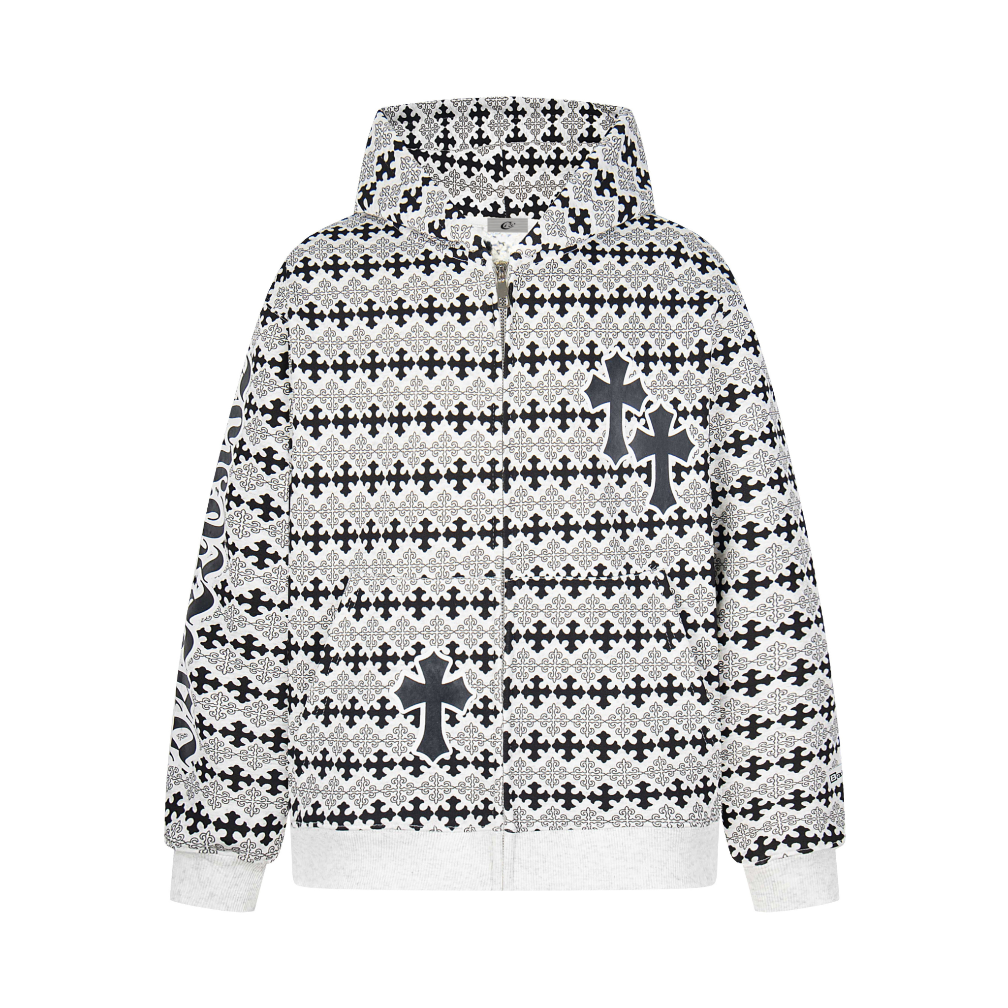 3-6-5.shop Gothic Pattern Full-Zip Hoodie