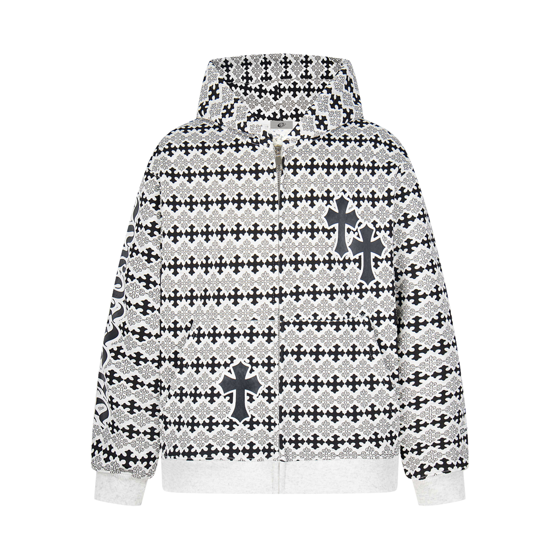 3-6-5.shop Gothic Pattern Full-Zip Hoodie