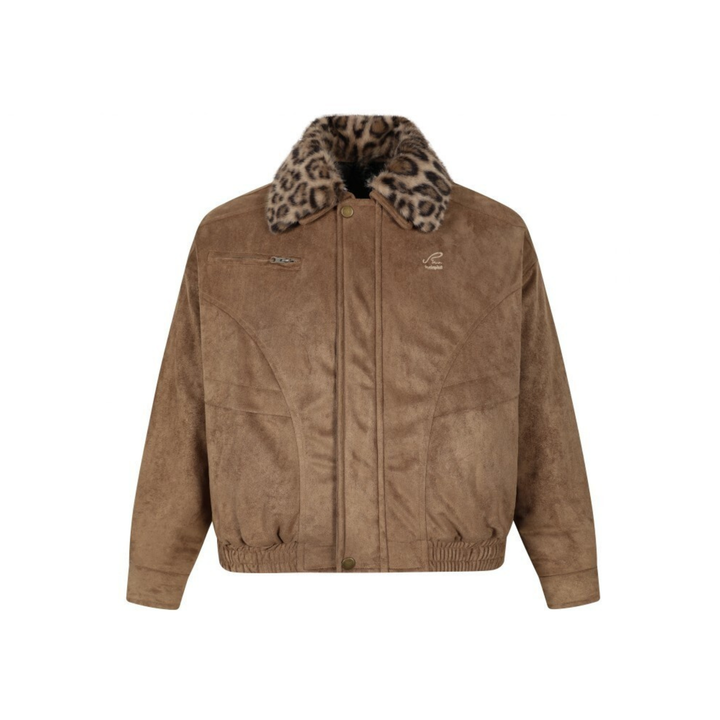 3-6-5.shop Leopard Collar Suede Jacket
