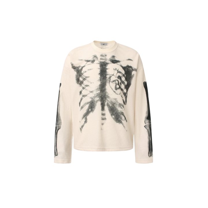 3-6-5.shop Skeleton Print Long Sleeve Tee