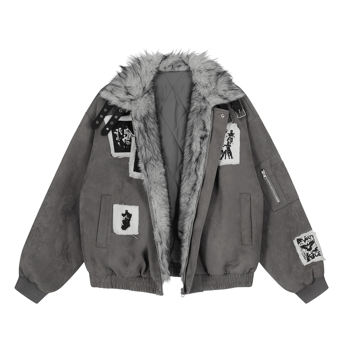 3-6-5.shop Patchwork Fur-Lined Jacket