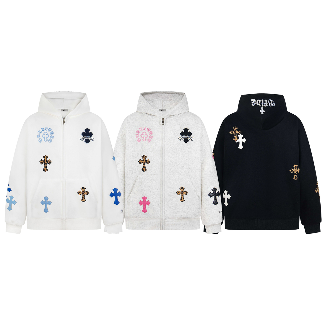 3-6-5.shop Cross Patch Full-Zip Hoodie