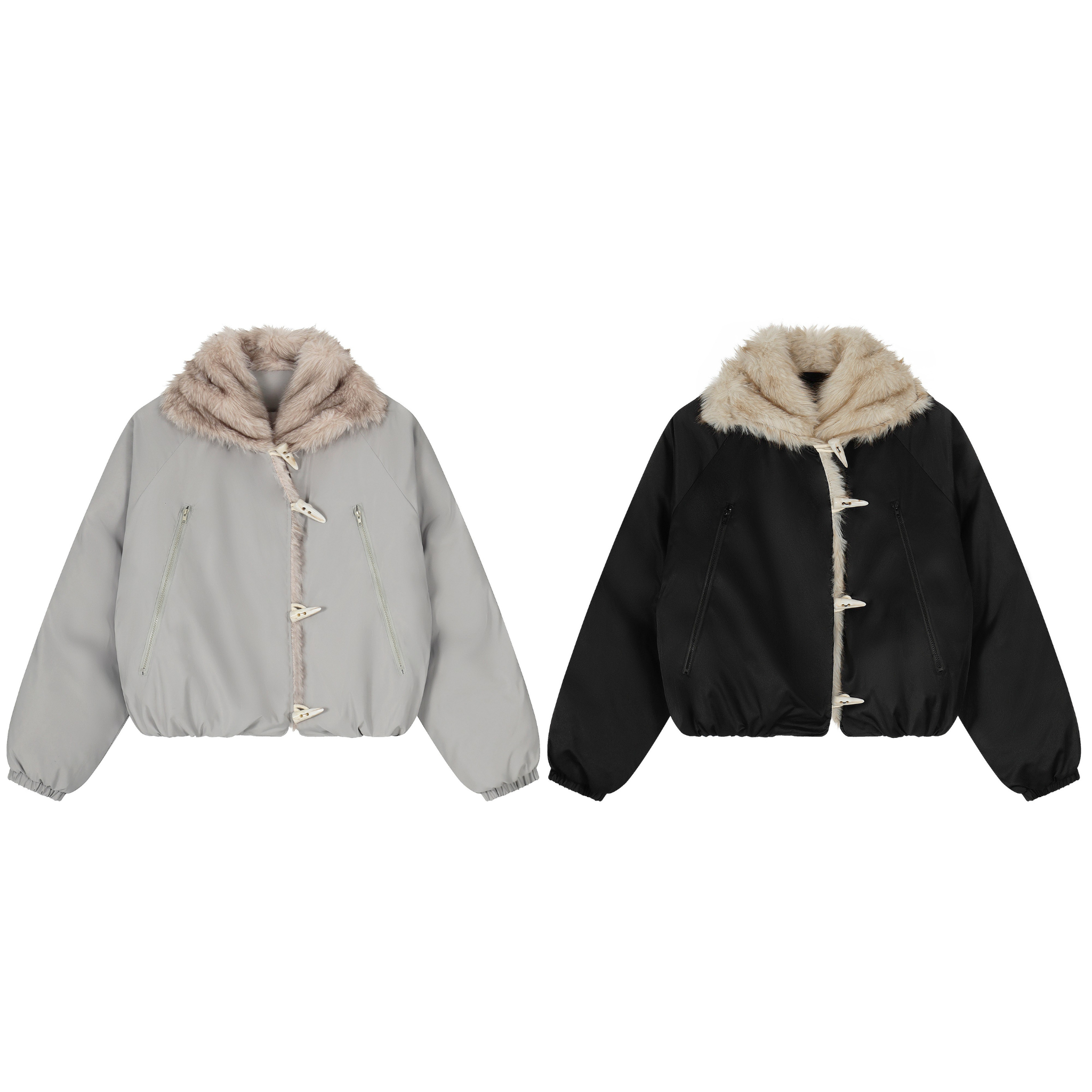 3-6-5.shop Faux Fur Lapel Drawstring Cropped Jacket