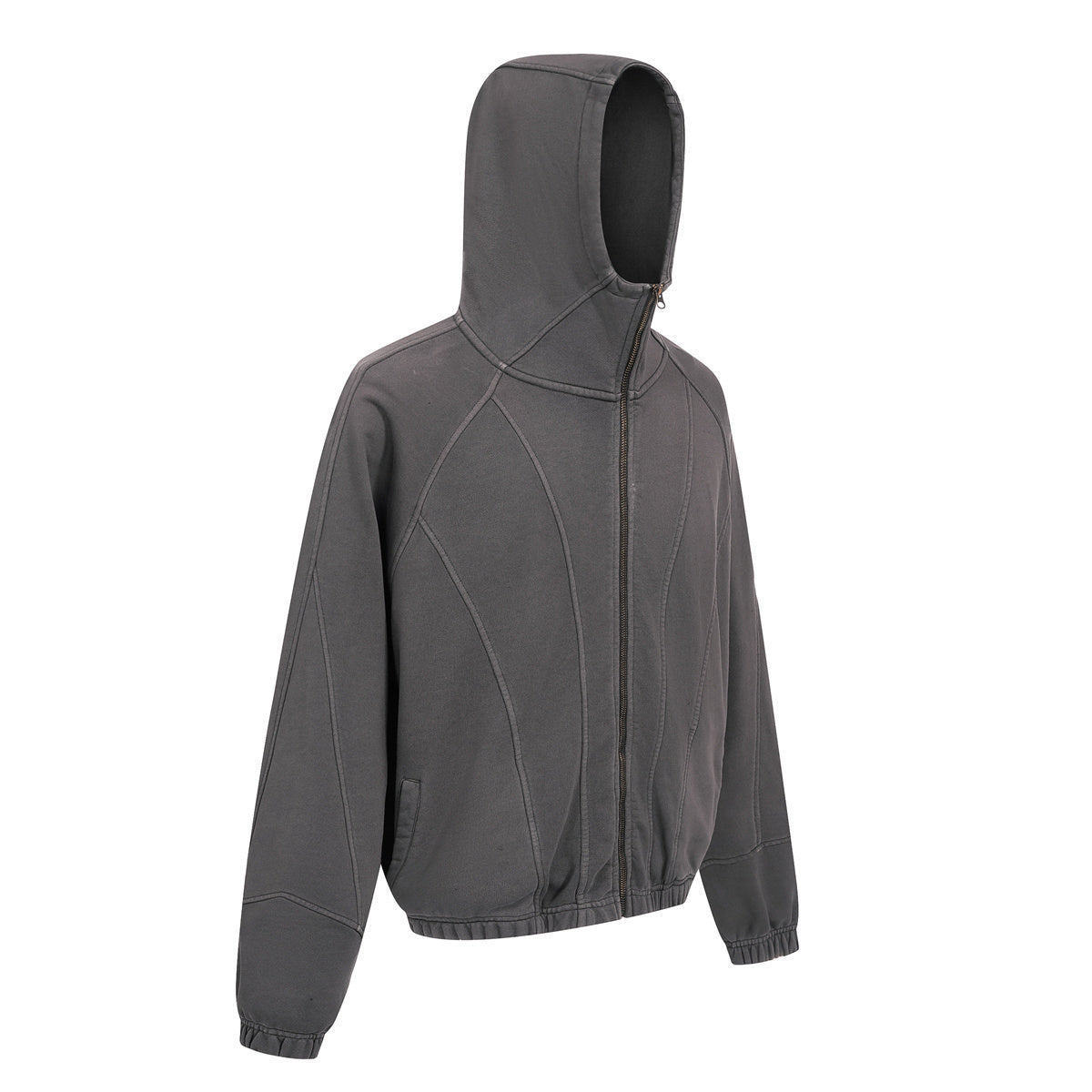 3-6-5.shop Curved-Seam Full-Zip Hoodie
