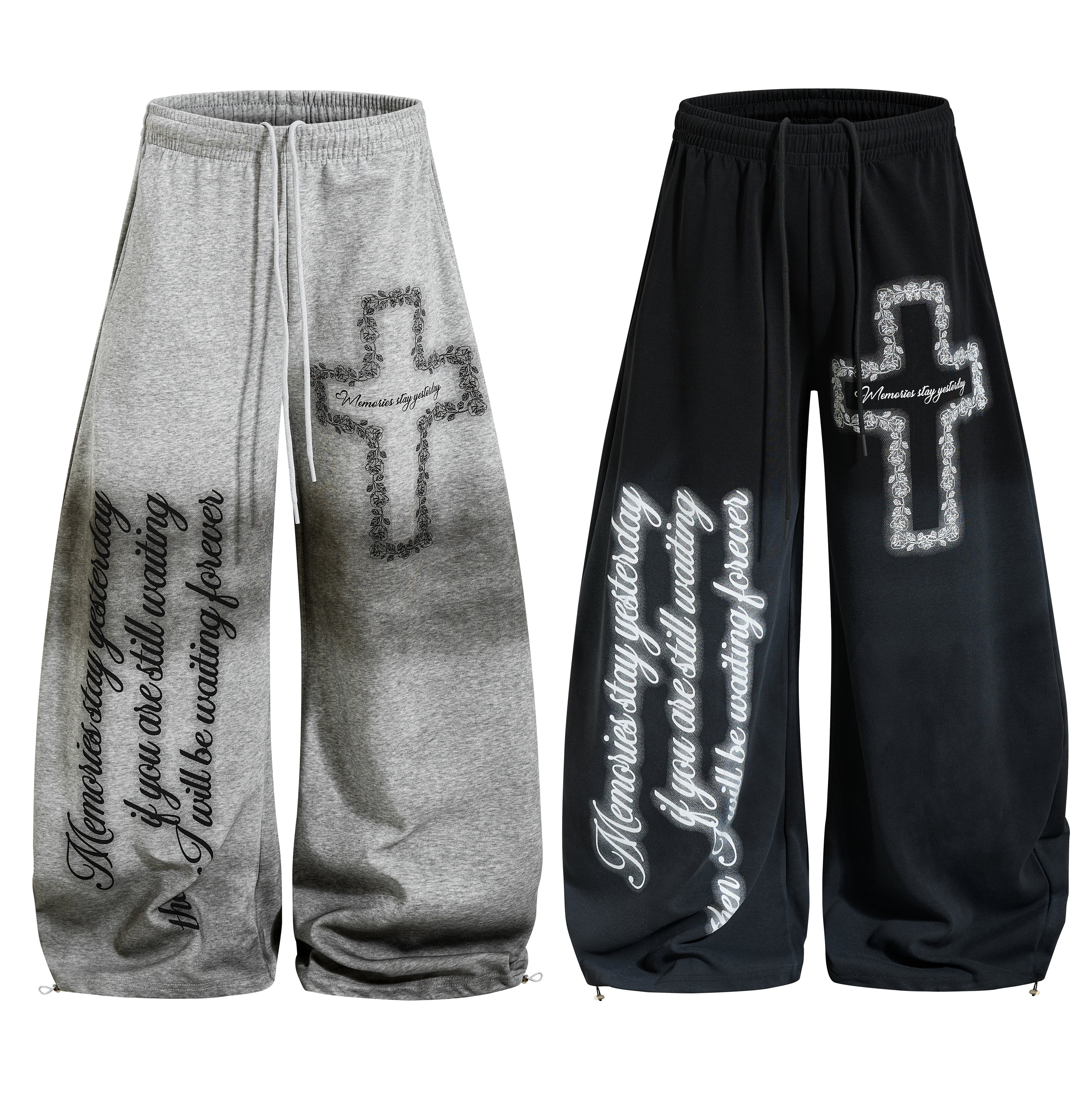 3-6-5.shop Cross Script Wide-Leg Sweatpants