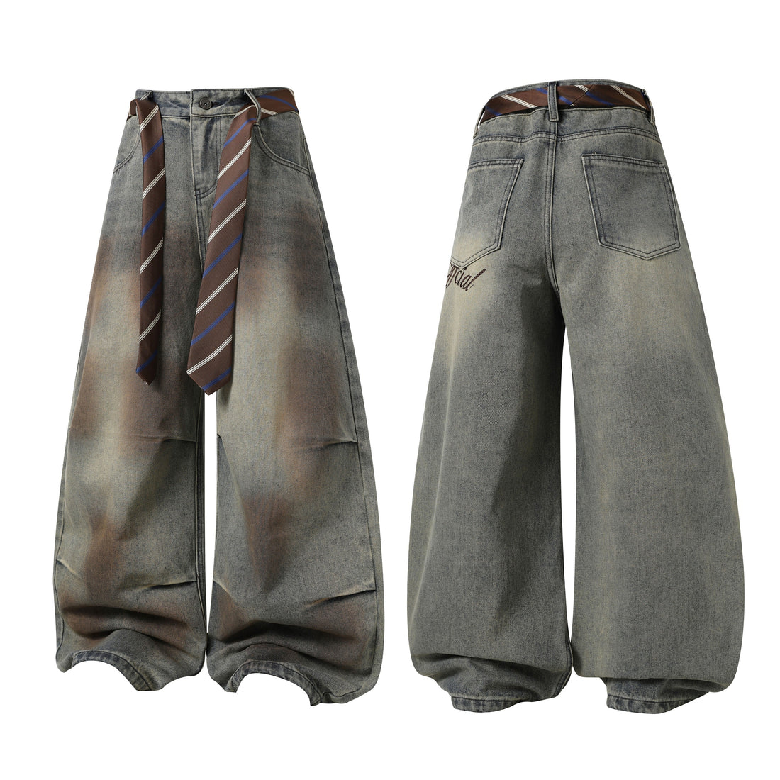 3-6-5.shop Tie-Waist Wide-Leg Denim Pants