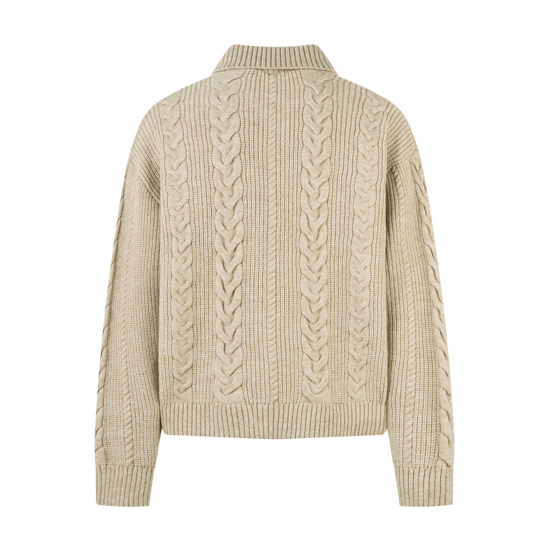 3-6-5.shop Cable Knit Zip-Up Sweater Jacket