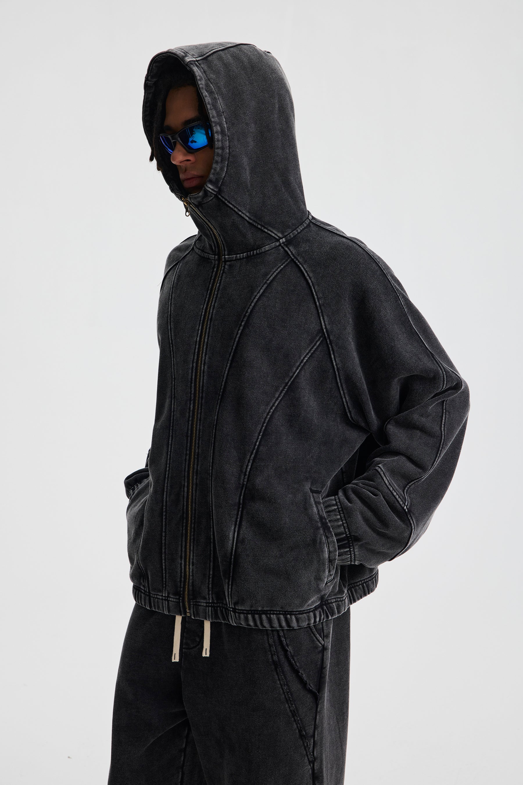 3-6-5.shop Curved-Seam Full-Zip Hoodie