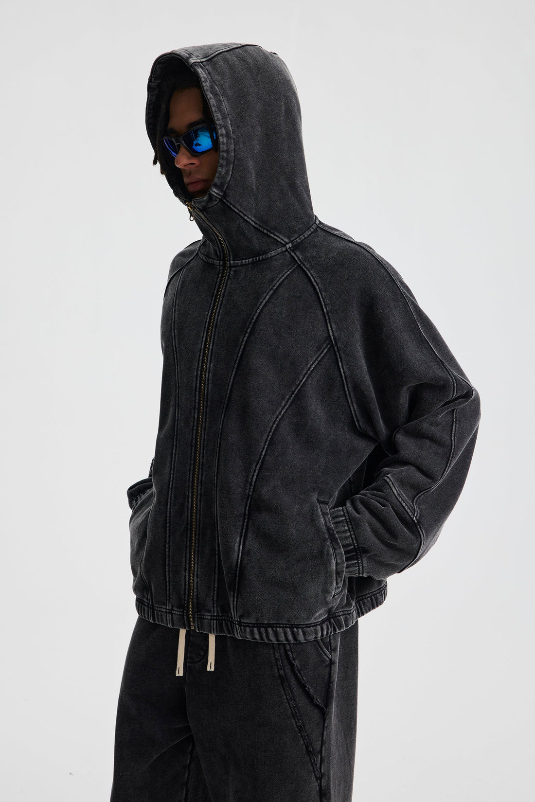 3-6-5.shop Curved-Seam Full-Zip Hoodie