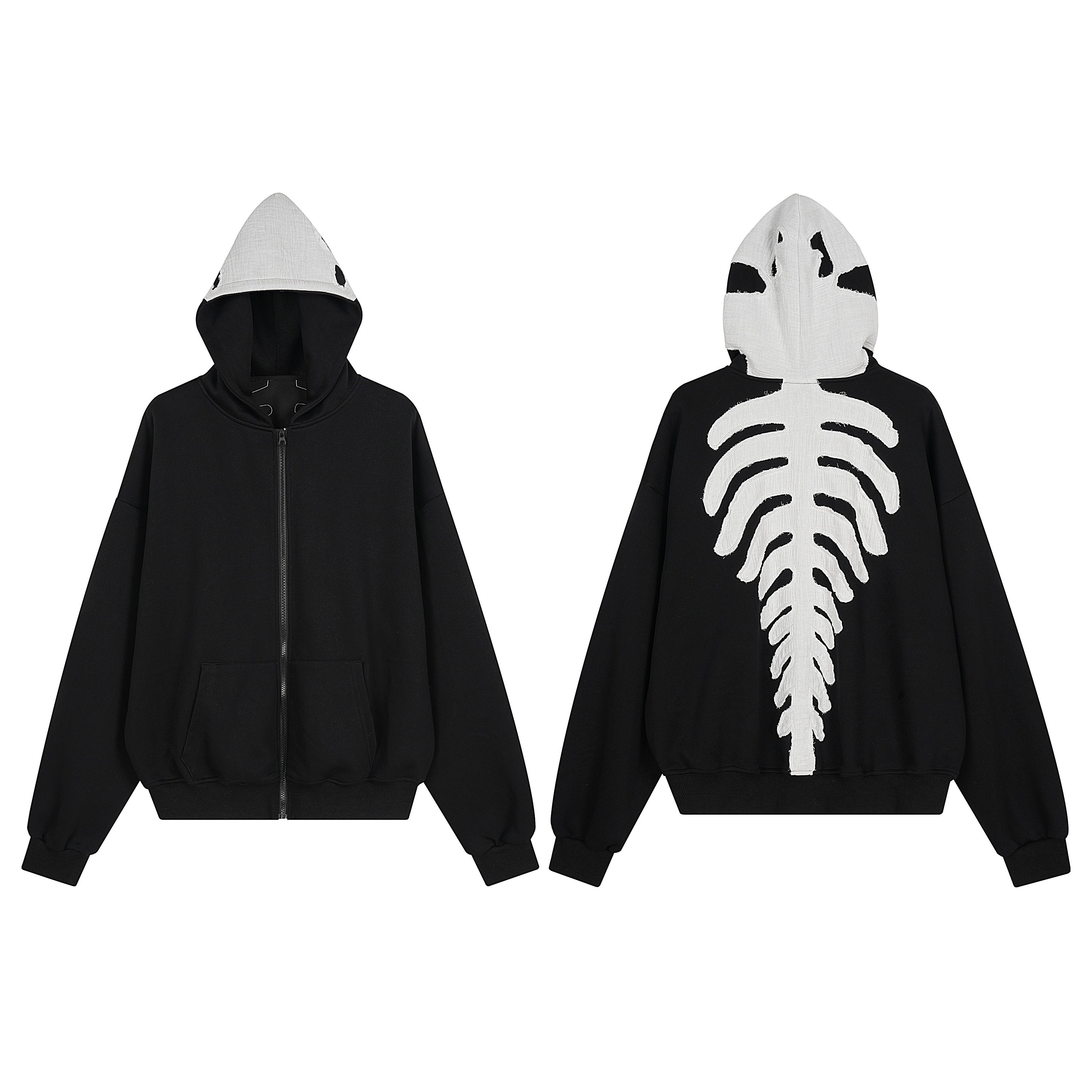 3-6-5.shop Skeleton Zip-Up Hoodie