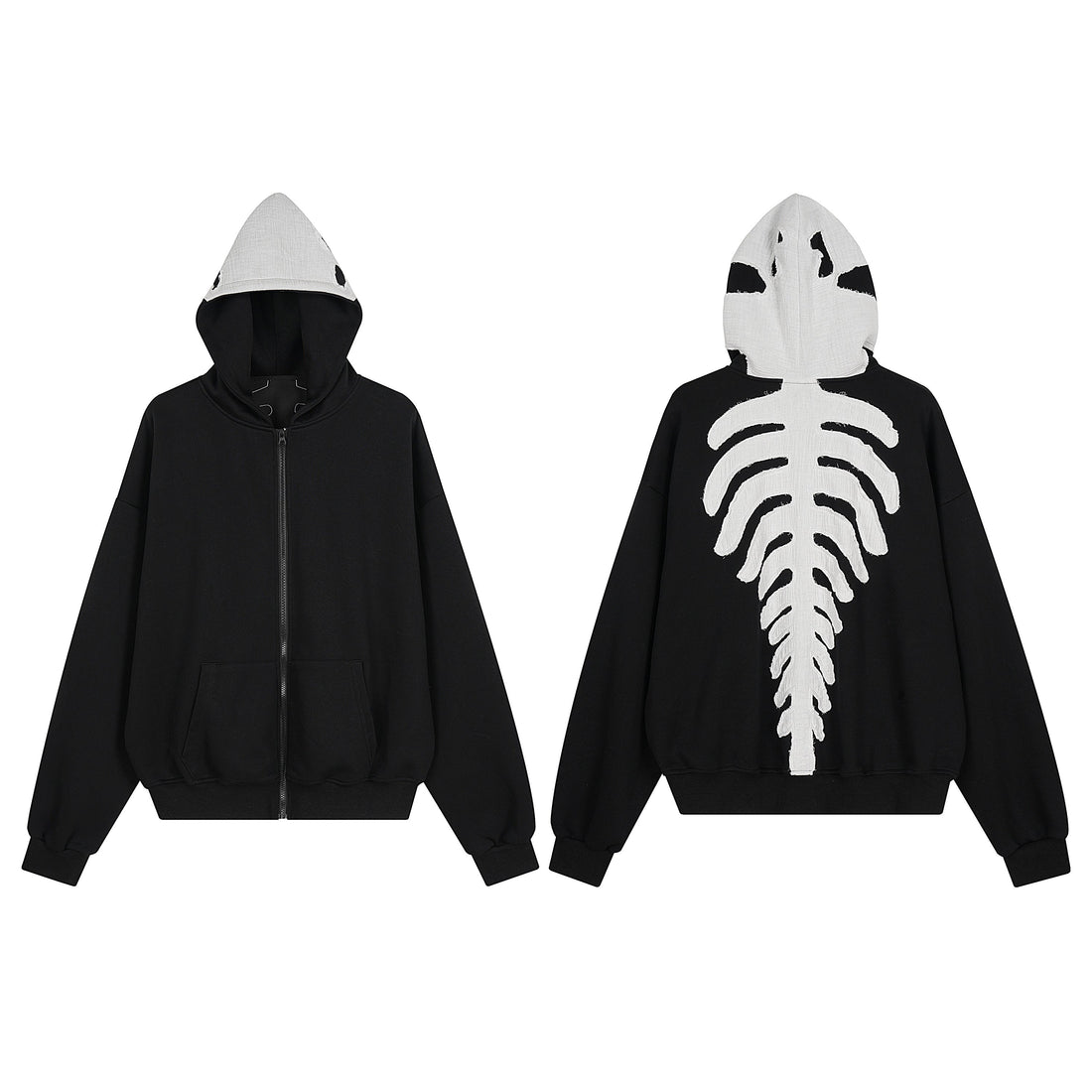 3-6-5.shop Skeleton Zip-Up Hoodie
