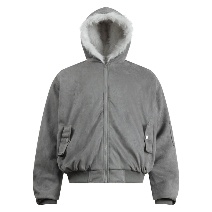 3-6-5.shop Faux-Fur Lined Suede Hoodie Jacket