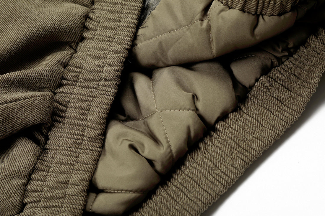 3-6-5.shop Faux Fur Collar Suede-Texture Buckle Bomber Jacket