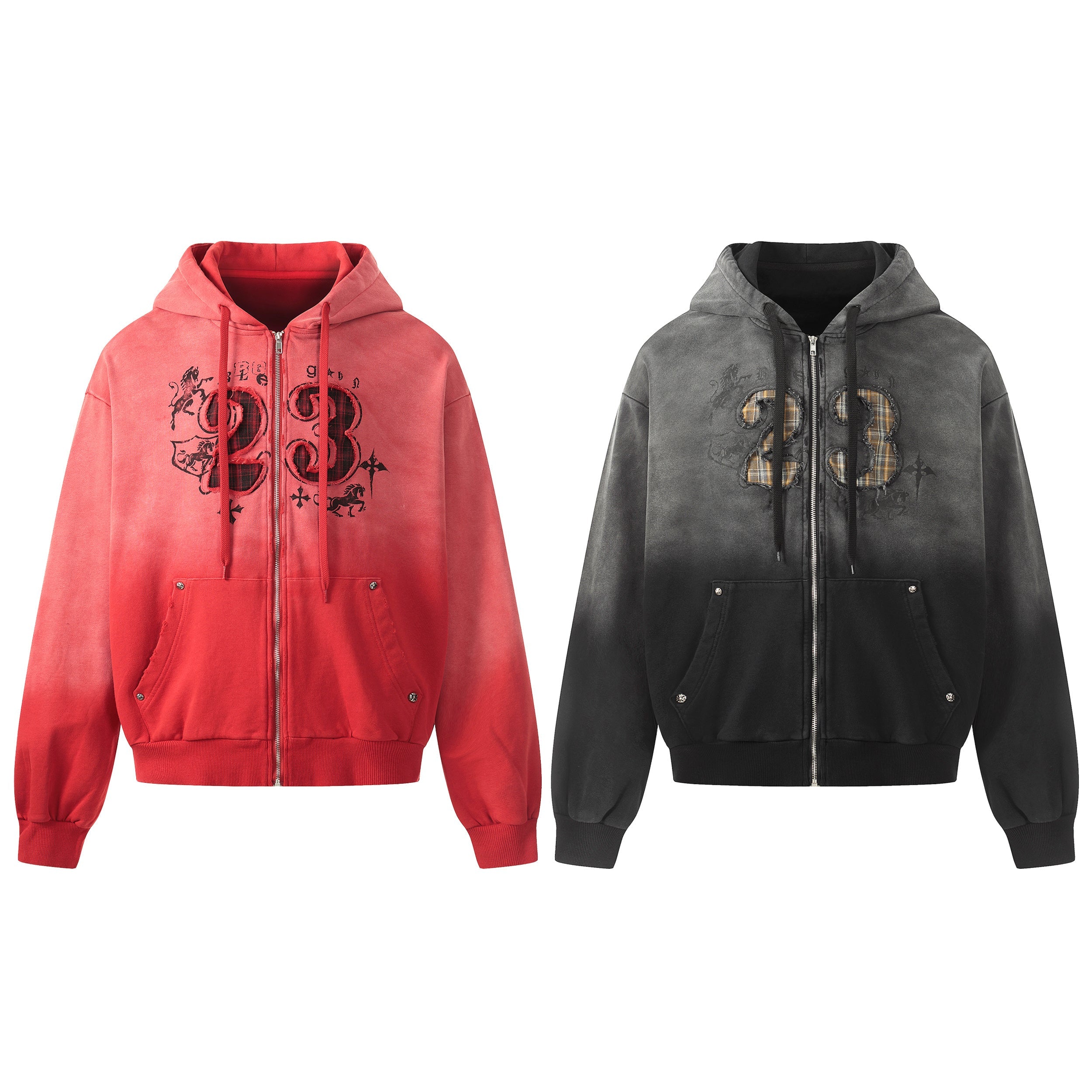 3-6-5.shop Gradient Graphic Zip-Up Hoodie
