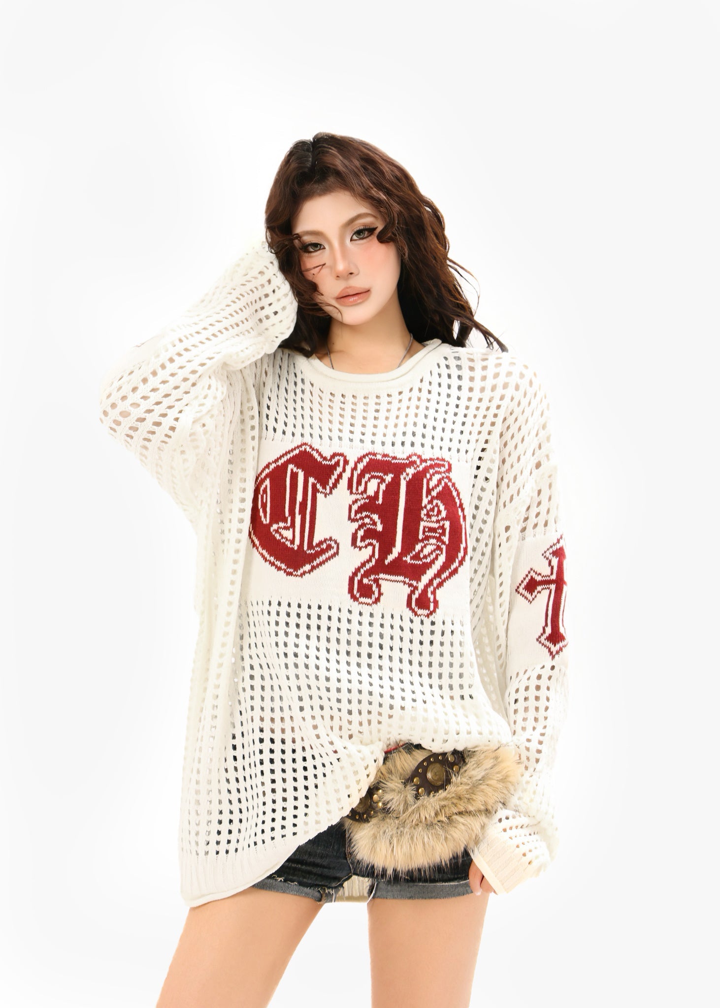 3-6-5.shop Hollow Knit Crewneck Sweater